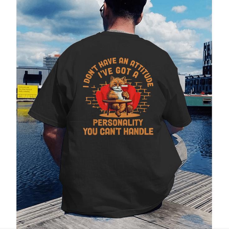Cat Drinking Wine Solitude Party Introvert Personality For Men Women Men's Back Print T-Shirt Cat Drinking Wine Solitude Party Introvert Personality For Men Women Men's Back Print T-Shirt