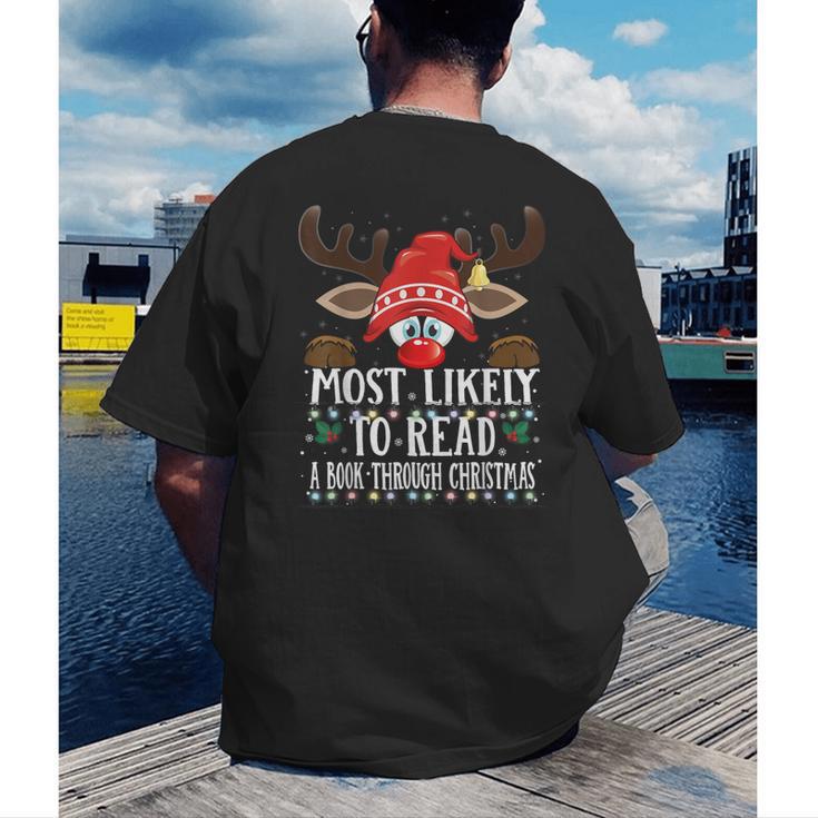 Christmas Matching Most Likely To Read A Book PJS Men's Back Print T-Shirt