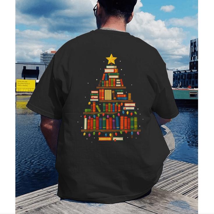 Christmas Tree Bookshelf Book Lover Library Men Women Kids Men's Back Print T-Shirt Christmas Tree Bookshelf Book Lover Library Men Women Kids Men's Back Print T-Shirt