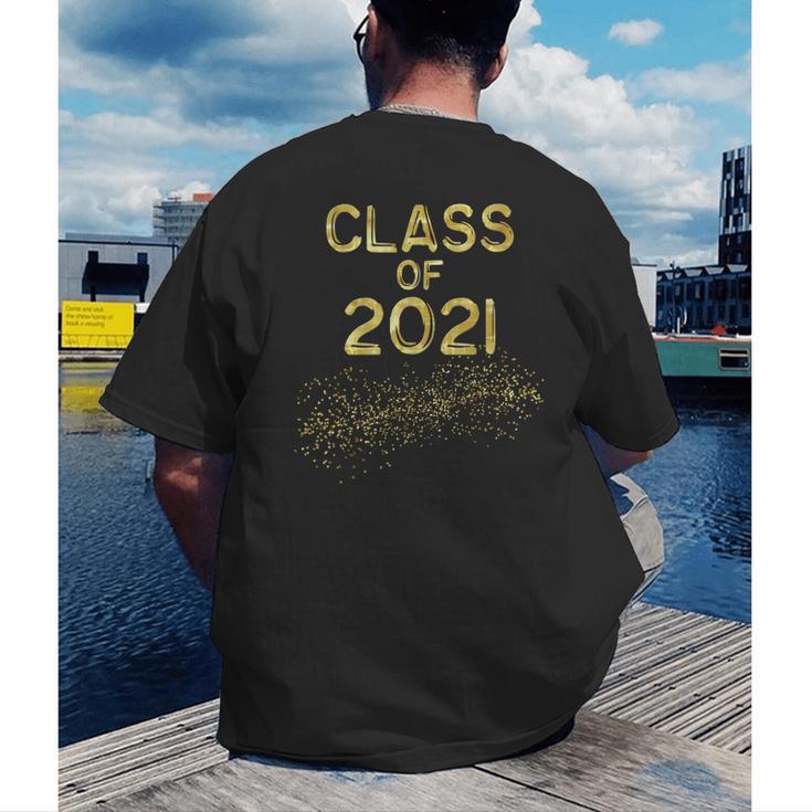 CLASS Of 2021 Gold Bokeh Confetti Fun Graduation Men's Back Print T-Shirt