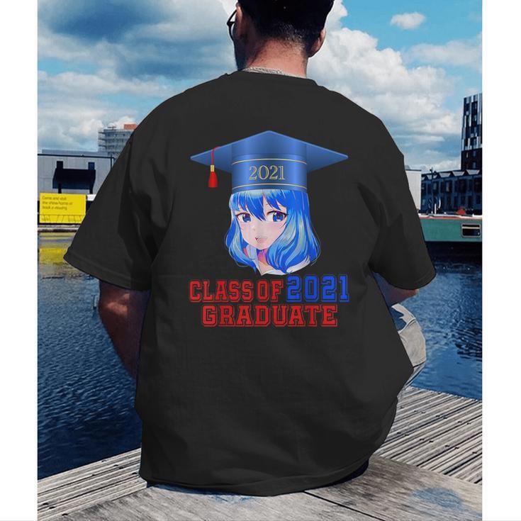 Class Of 2021 Graduate Kawaii Anime Girl School Graduation Men's Back Print T-Shirt