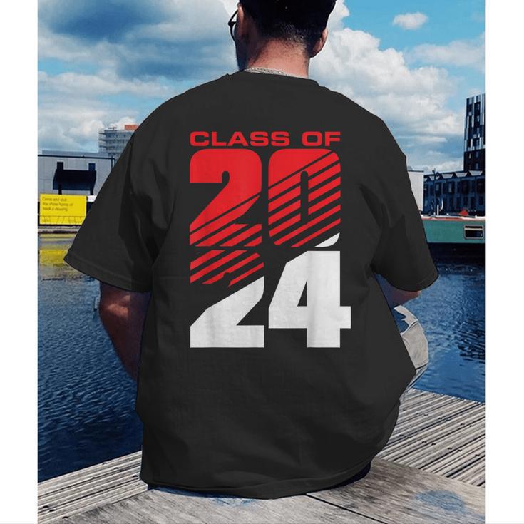 Class Of 2024 High School Senior Graduation Red Sports Style Men's Back Print T-Shirt