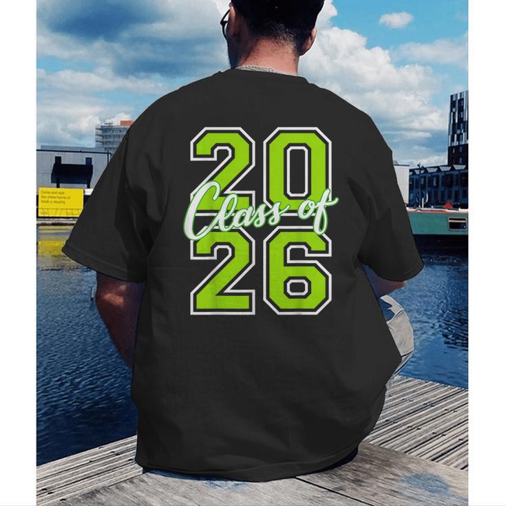Class Of 2026 Graduation Varsity Lime Green Letters Men's Back Print T-Shirt
