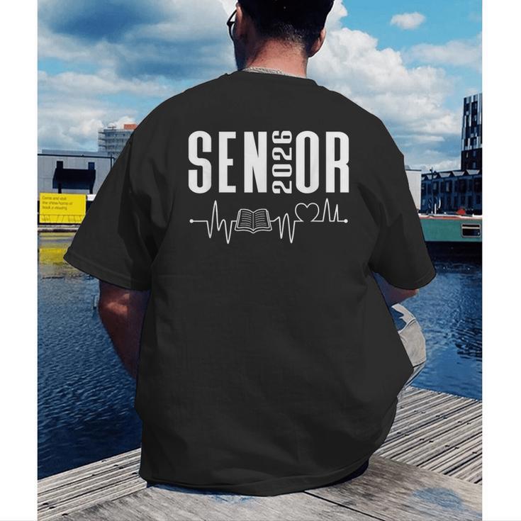 Class Of 2026 Senior Reading Themed Book Heartbeat Men's Back Print T-Shirt Class Of 2026 Senior Reading Themed Book Heartbeat Men's Back Print T-Shirt