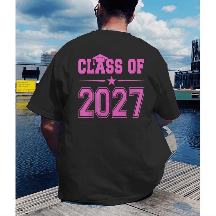 Class Of 2027 Pink Girls Shirt Graduation Men's Back Print T-Shirt