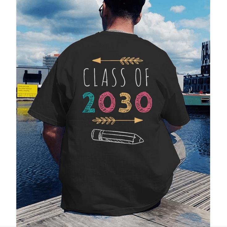 Class Of 2030 Grow With Me 2nd Grade Graduation Men's Back Print T-Shirt