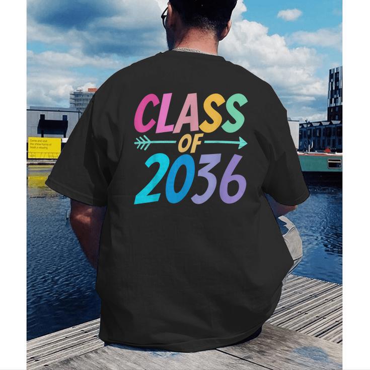 Class Of 2036 First Day Kindergarten Grow With Me Graduation Men's Back Print T-Shirt