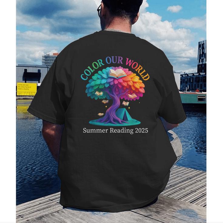 Color Our World Summer Reading 2025 Tree Book Lover Camping Men's Back Print T-Shirt Color Our World Summer Reading 2025 Tree Book Lover Camping Men's Back Print T-Shirt