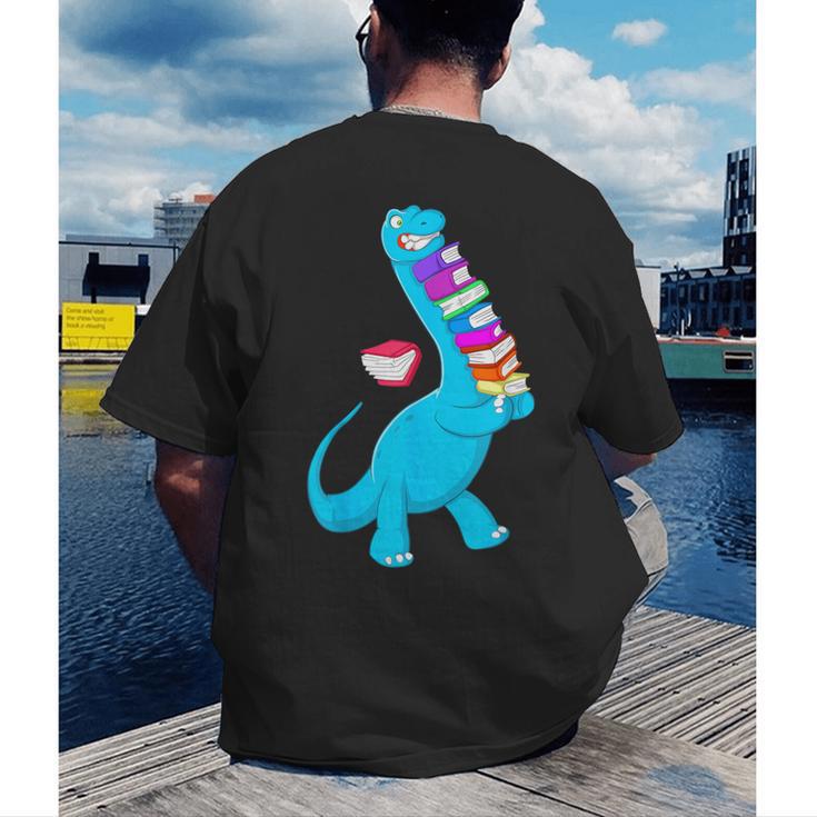 Cool Dinosaur Books Art For Men Women Libarian Book Lover Men's Back Print T-Shirt Cool Dinosaur Books Art For Men Women Libarian Book Lover Men's Back Print T-Shirt