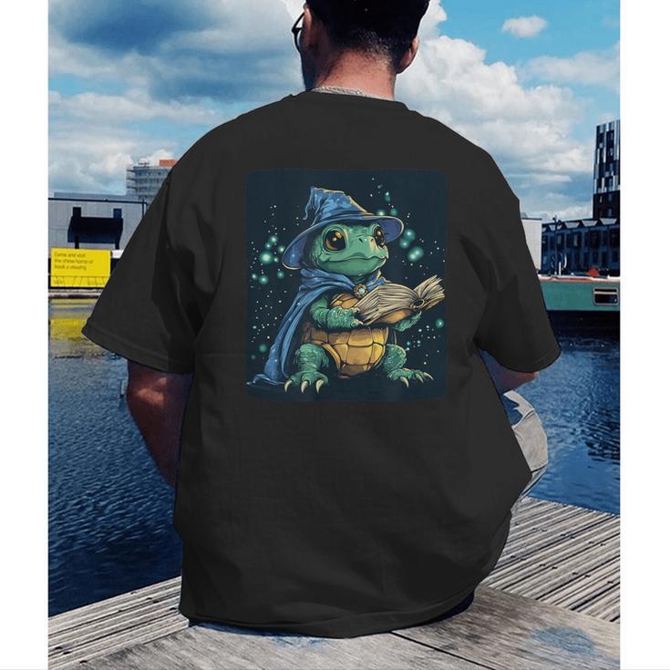 Cool Magical Book With Wizard Turtle For Adults And Kids Men's Back Print T-Shirt