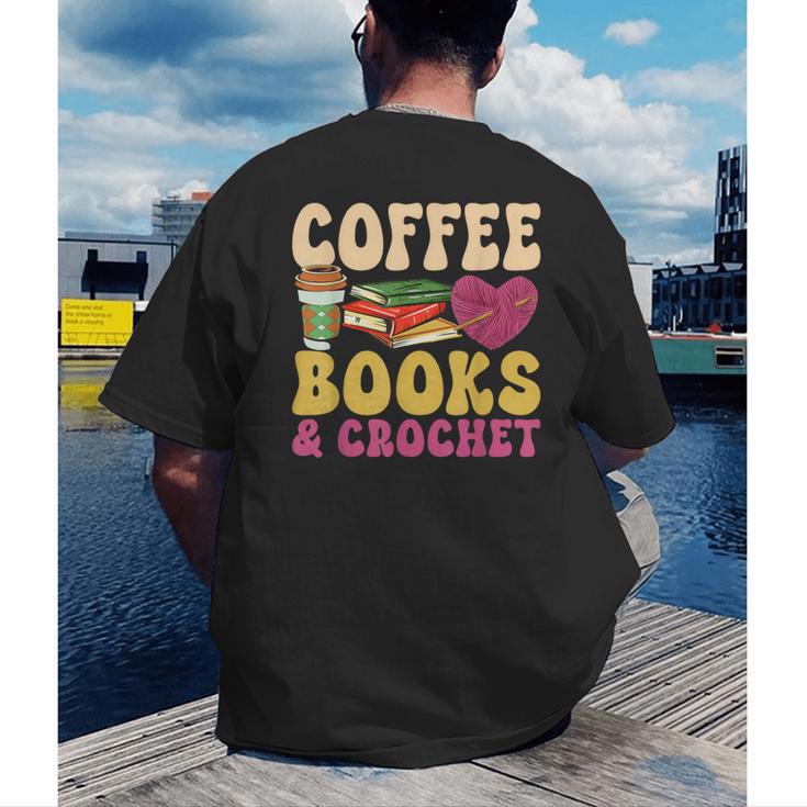 Crochet Coffee Reading Books Crocheter Crocheting Men's Back Print T-Shirt