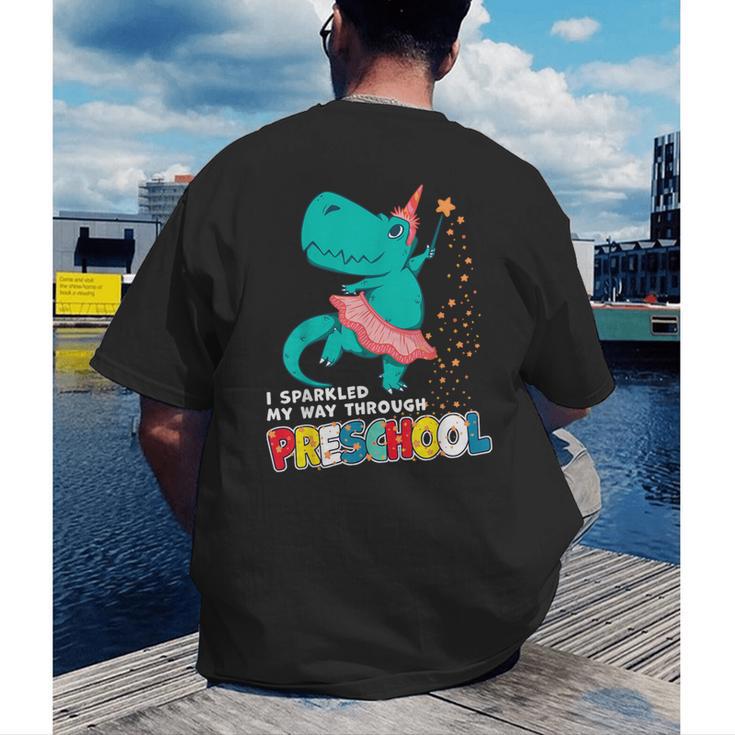 Cute Magical Ballerina Dino Unicorn Preschool Graduation Men's Back Print T-Shirt
