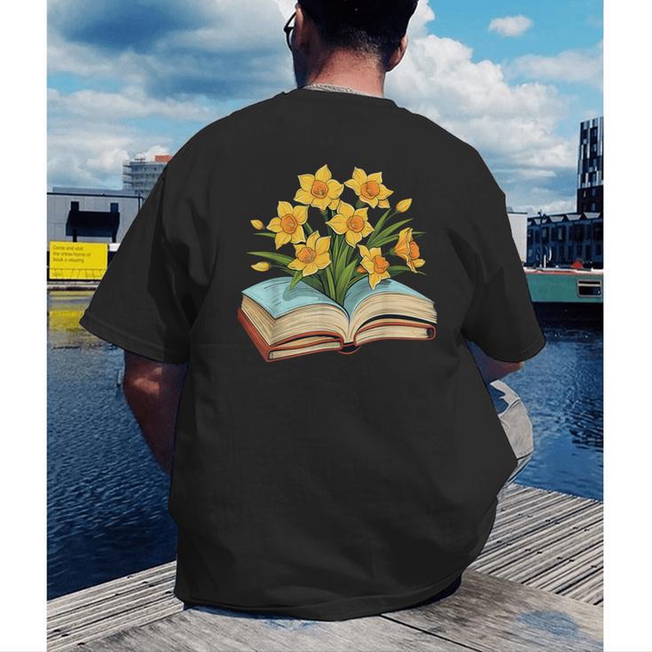 Daffodils Flowers Book Floral Men's Back Print T-Shirt