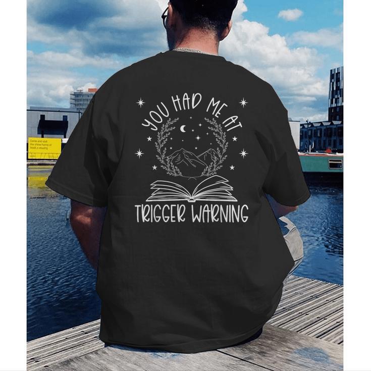 Dark Romance Trigger Warning Spicy Book Merch Women Smut Men's Back Print T-Shirt