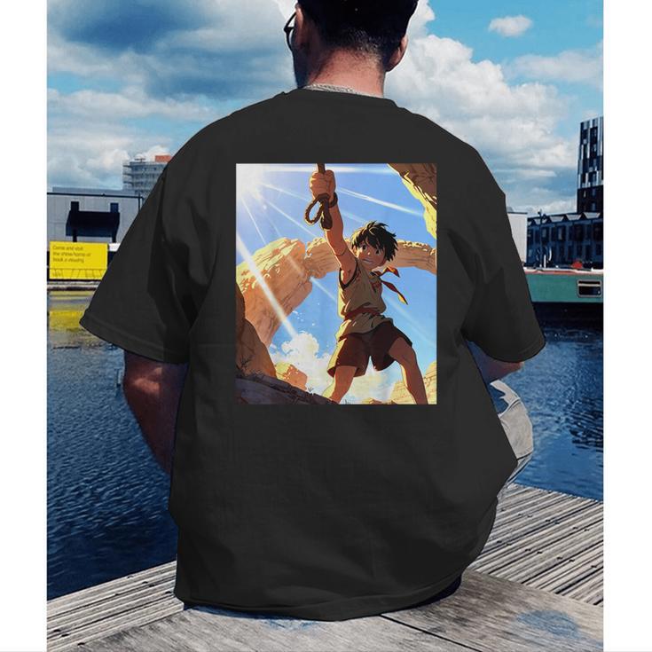 David And Goliath Bible Book Samuel King David Anime Manga Men's Back Print T-Shirt