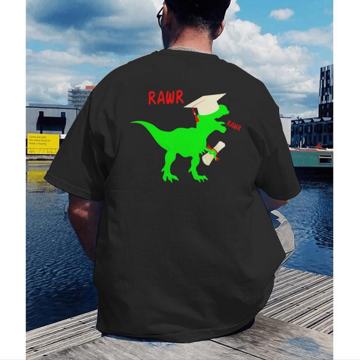Dinosaur Rawr Diploma Grad Graduate Graduation Men's Back Print T-Shirt