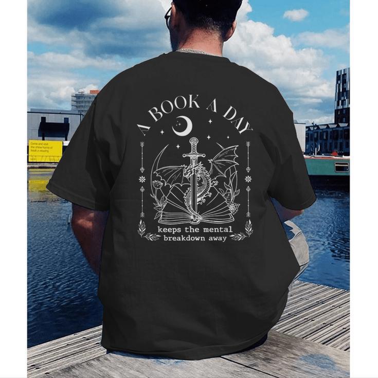 Dragon A Book A Day Keeps The Mental Breakdown Away Men's Back Print T-Shirt