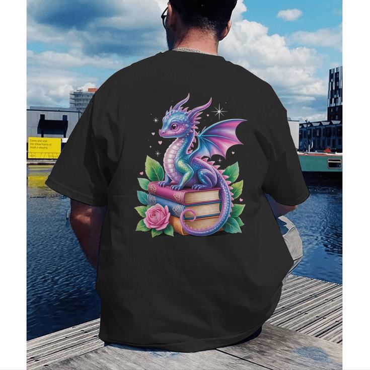Dragon Book Fantasy Reading Men's Back Print T-Shirt Dragon Book Fantasy Reading Men's Back Print T-Shirt
