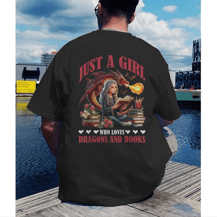 Dragon Just A Girl Who Loves Dragons And Books Men's Back Print T-Shirt Dragon Just A Girl Who Loves Dragons And Books Men's Back Print T-Shirt