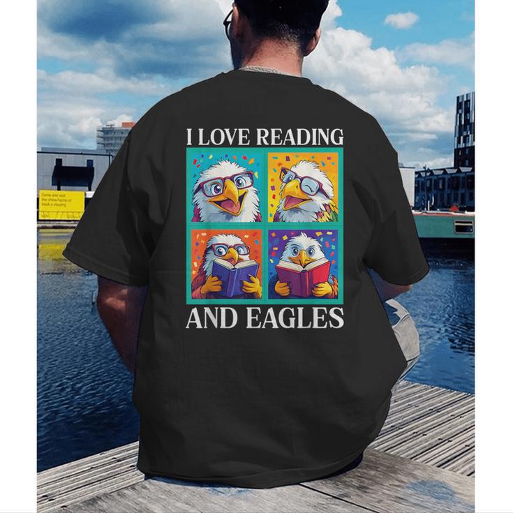 Eagle Love Reading And Eagles Child Book Lover Men's Back Print T-Shirt Eagle Love Reading And Eagles Child Book Lover Men's Back Print T-Shirt