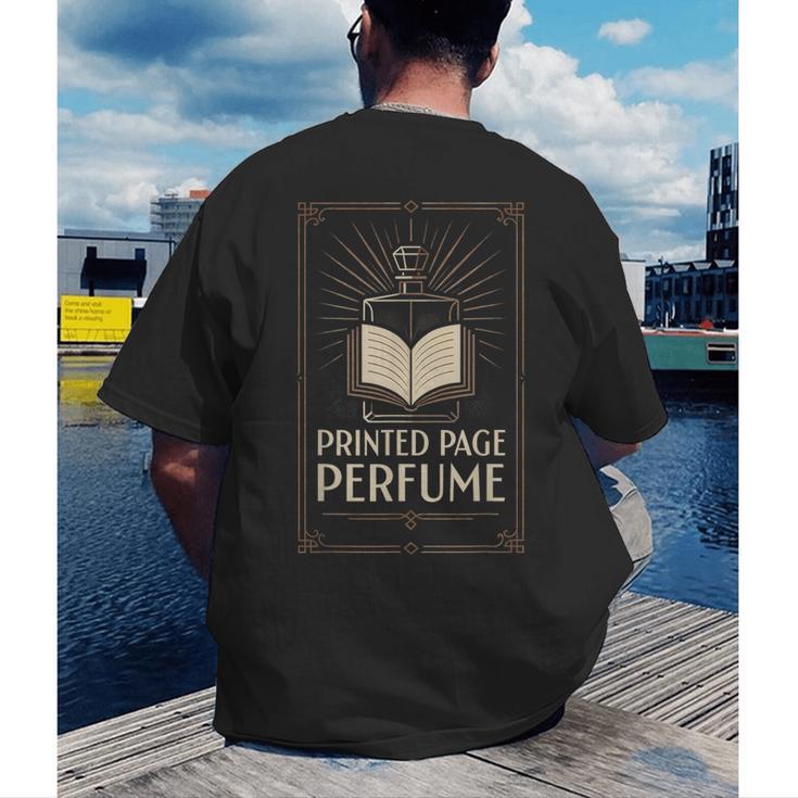 Printed Page Perfume Book Lover Saying Men's Back Print T-Shirt Printed Page Perfume Book Lover Saying Men's Back Print T-Shirt