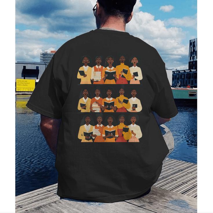 Educated Afro Women Girl Reading Book Future HBCU Grad Men's Back Print T-Shirt Educated Afro Women Girl Reading Book Future HBCU Grad Men's Back Print T-Shirt