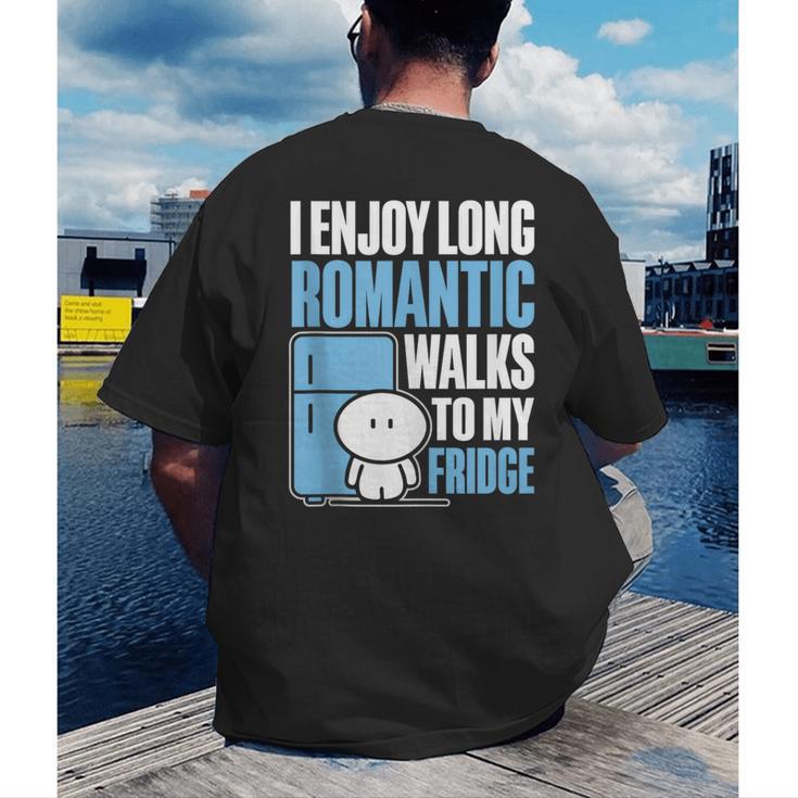 I Enjoy Long Romantic Walks To My Fridge Introvert Men's Back Print T-Shirt I Enjoy Long Romantic Walks To My Fridge Introvert Men's Back Print T-Shirt