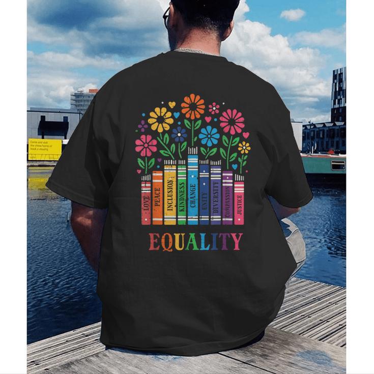 Equality Love Peace Compassion Books Protest Women Girls Kid Men's Back Print T-Shirt Equality Love Peace Compassion Books Protest Women Girls Kid Men's Back Print T-Shirt