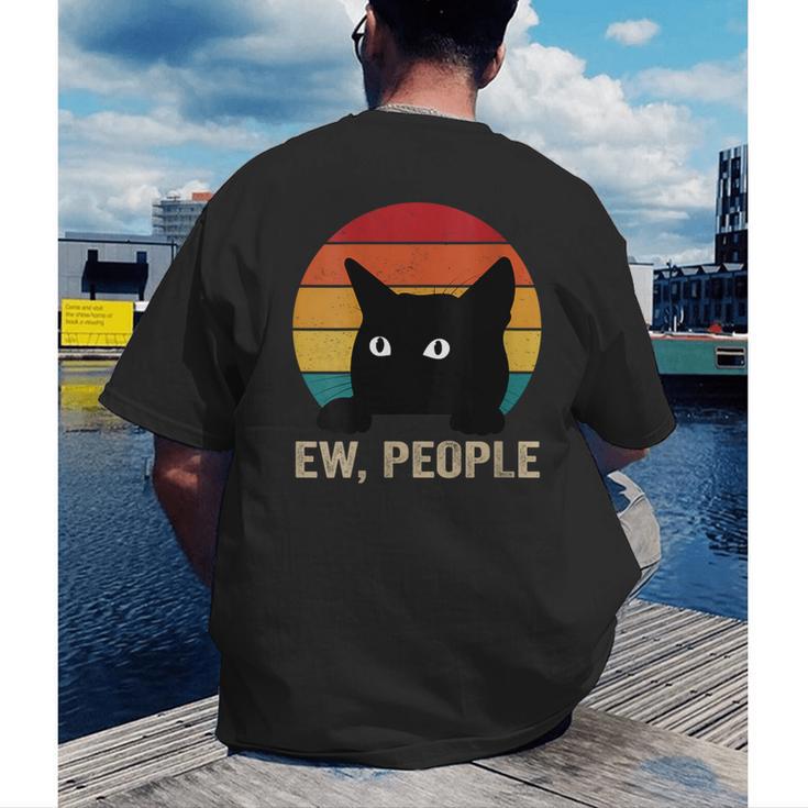 Ew People Introvert Cat Lover Cat Lady Vintage Men's Back Print T-Shirt