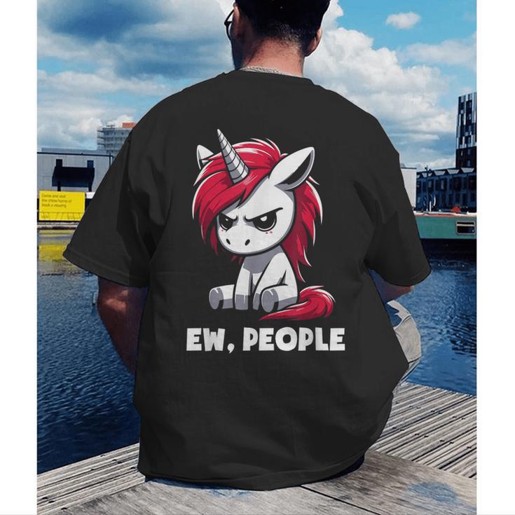 Ew People Unicorn Sarcastic Humor Introvert Men's Back Print T-Shirt Ew People Unicorn Sarcastic Humor Introvert Men's Back Print T-Shirt