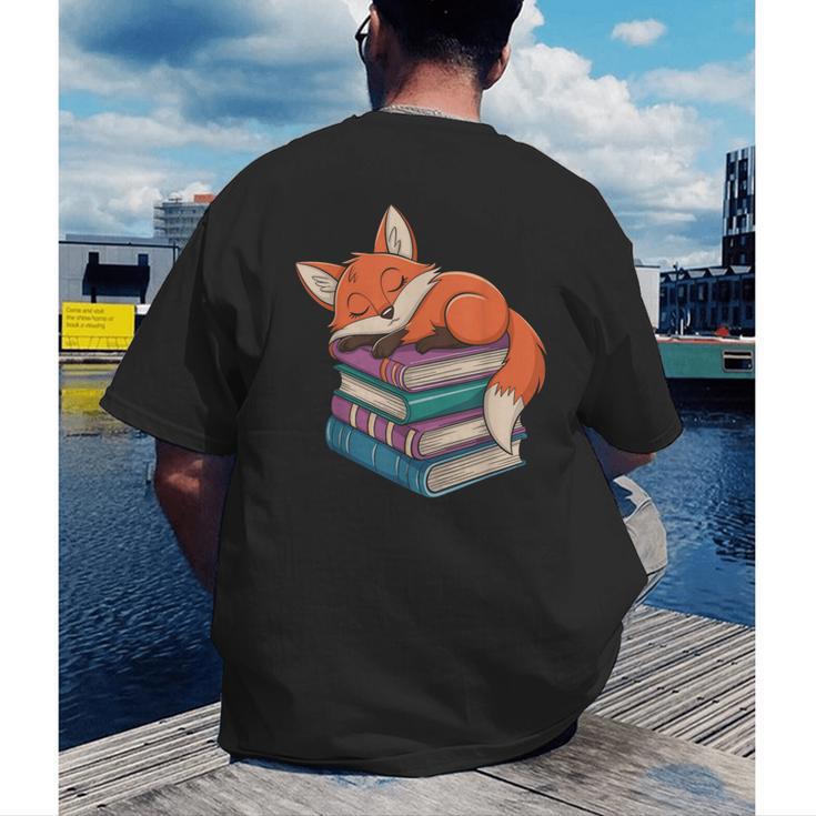 Fox Reading Book Pajama Sleep Men's Back Print T-Shirt Fox Reading Book Pajama Sleep Men's Back Print T-Shirt