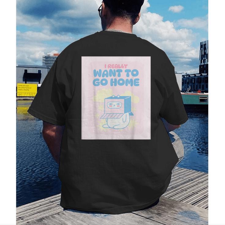Fun Cute Introvert Cat Character Quote Men Women Men's Back Print T-Shirt Fun Cute Introvert Cat Character Quote Men Women Men's Back Print T-Shirt