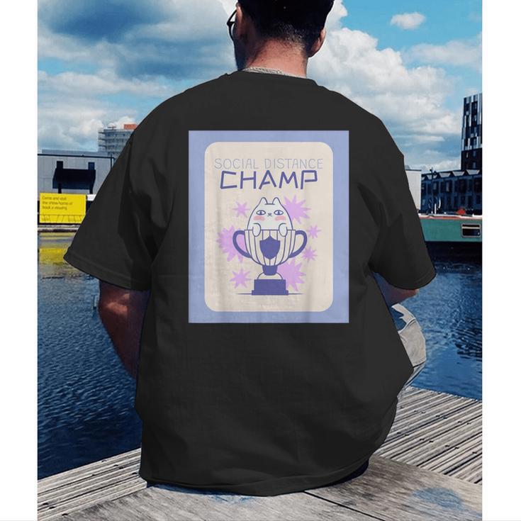 Fun Cute Introvert Cat Character Trophy For Men Women Men's Back Print T-Shirt Fun Cute Introvert Cat Character Trophy For Men Women Men's Back Print T-Shirt