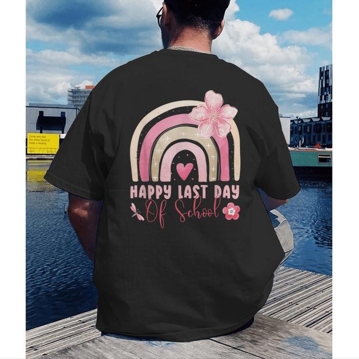 Fun Happy Last Day Of School Girl Student Graduation Rainbow Men's Back Print T-Shirt