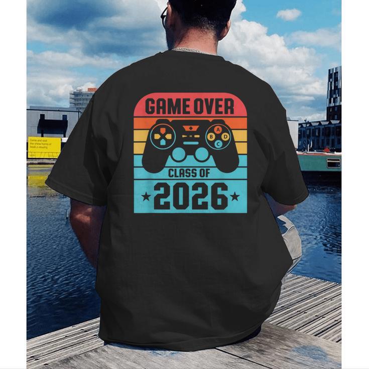 Game Over Class Of 2026 Shirt Students Last Day Graduation Men's Back Print T-Shirt