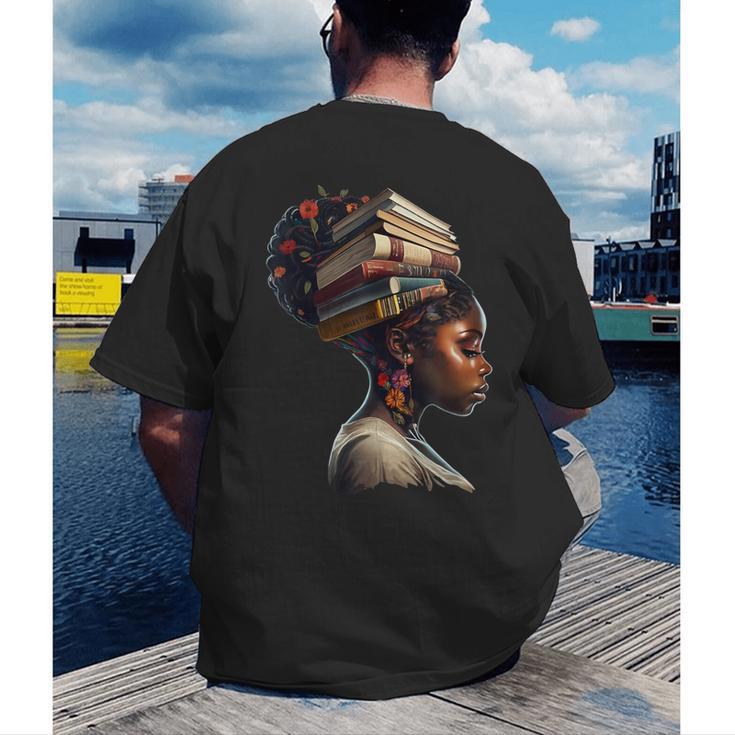 Girl Crown Of Books African Teacher Black History BHM Men's Back Print T-Shirt