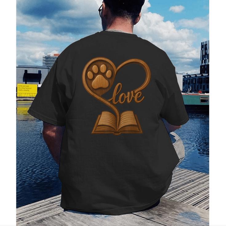 Girl Who Loves Dogs & Books Heart Dog Lover Reader Reeding Men's Back Print T-Shirt Girl Who Loves Dogs & Books Heart Dog Lover Reader Reeding Men's Back Print T-Shirt
