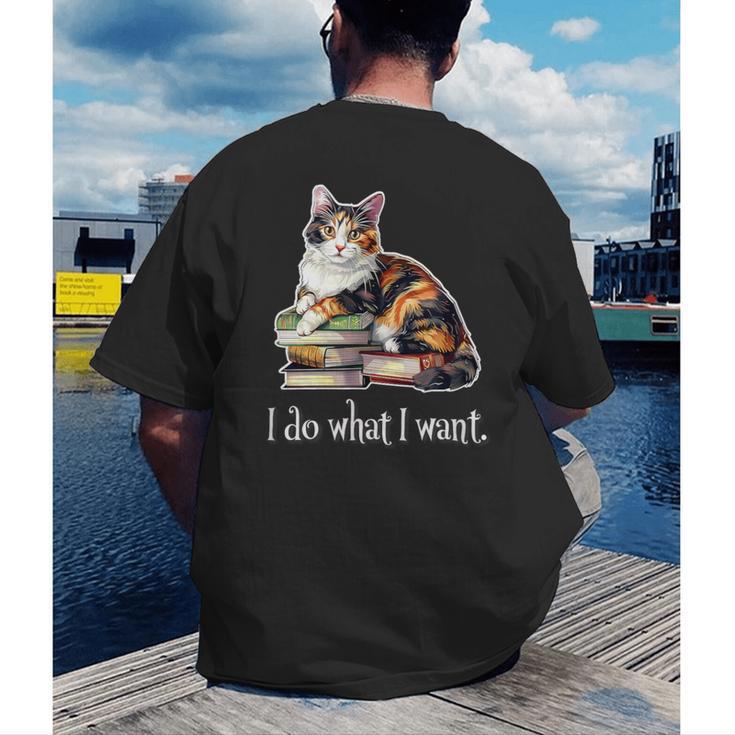 Girls Books I Do What I Want Calico Cat Lover Men's Back Print T-Shirt Girls Books I Do What I Want Calico Cat Lover Men's Back Print T-Shirt