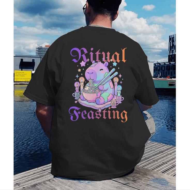 Goth Capybara Ramen Ritual Feasting Soft Introvert Art Men's Back Print T-Shirt Goth Capybara Ramen Ritual Feasting Soft Introvert Art Men's Back Print T-Shirt