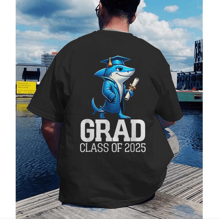 Grad Class Of 2025 Boys Shark Graduation Graduated Men's Back Print T-Shirt