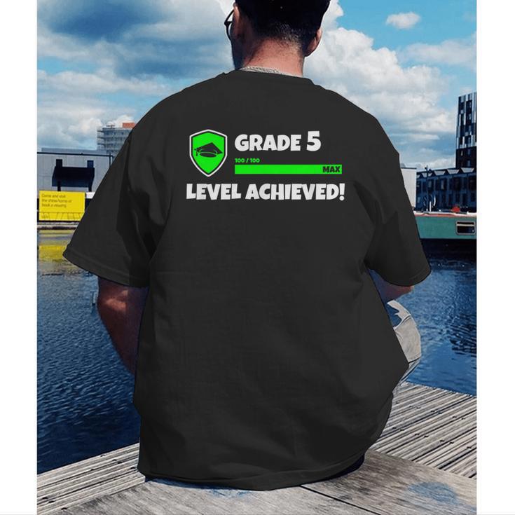 Grade 5 Level Achieved Video Gamer 5th Grade Graduation Men's Back Print T-Shirt
