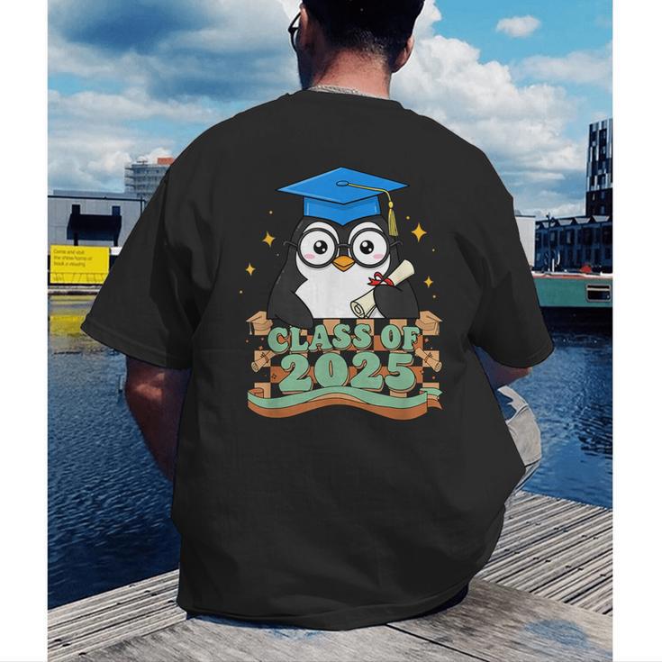 Graduate Penguin Class Of 2025 Kids Graduation Men's Back Print T-Shirt