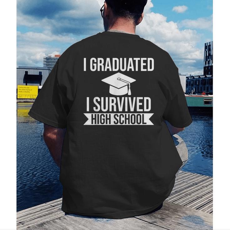 I Graduated I Survived High School Graduation Men's Back Print T-Shirt