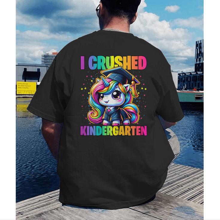 Graduation I Crushed Kindergarten Unicorn Girls Grad Magical Men's Back Print T-Shirt