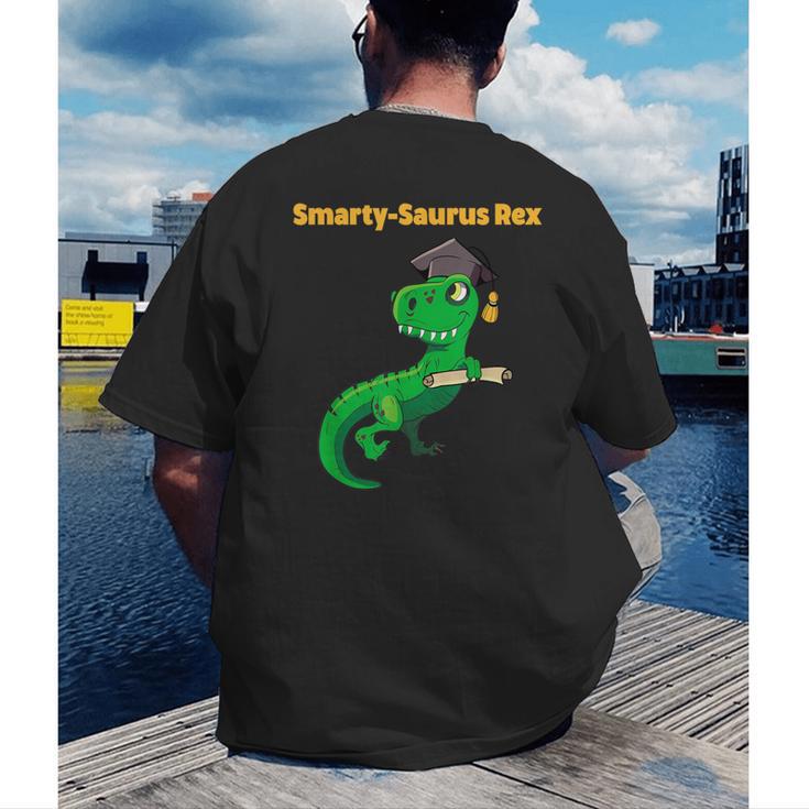Graduation Dinosaur Smarty Saurus Rex Diploma Dinosaur Men's Back Print T-Shirt