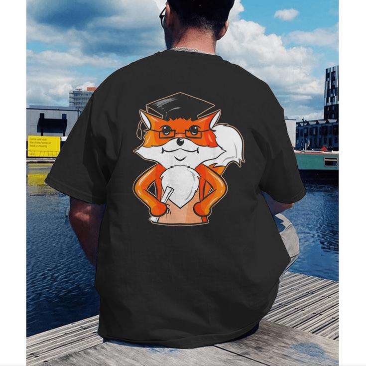Graduation Fox School Bachelor Master Doctor Study Men's Back Print T-Shirt