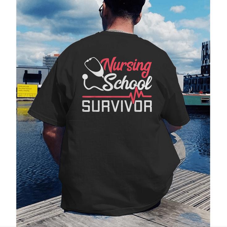 Graduation Shirt For Nurses Nursing School Survivor Tee Men's Back Print T-Shirt