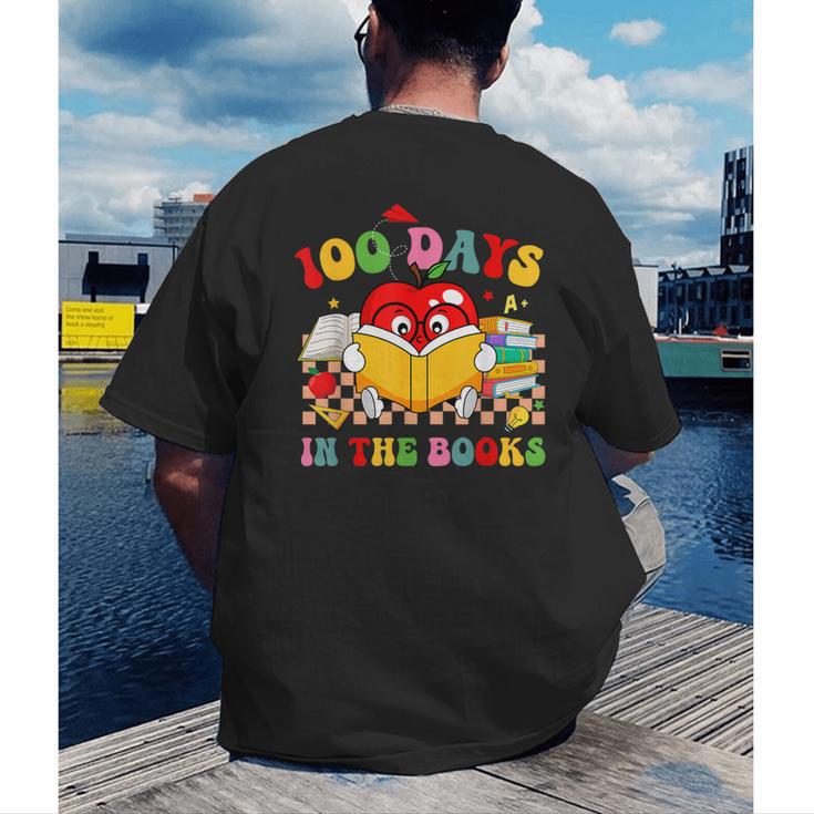 Groovy 100 Days In The Books Reading 100th Day Of School Men's Back Print T-Shirt Groovy 100 Days In The Books Reading 100th Day Of School Men's Back Print T-Shirt