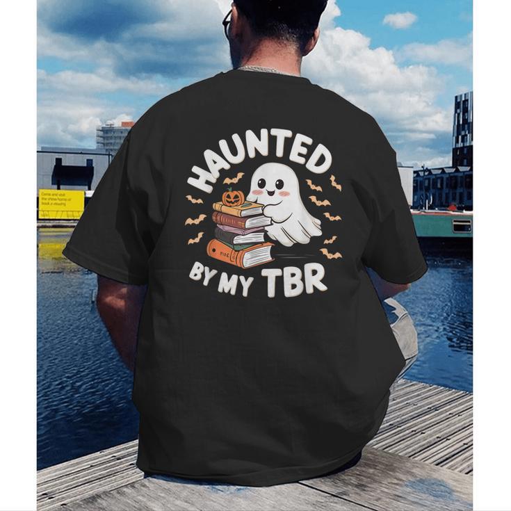 Haunted By My TBR Cute Ghost Book Reading Teacher Halloween Men's Back Print T-Shirt