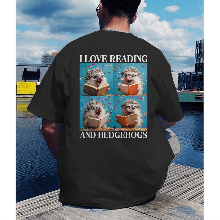 Hedgehog Love Reading And Hedgehogs Child Book Lover Men's Back Print T-Shirt